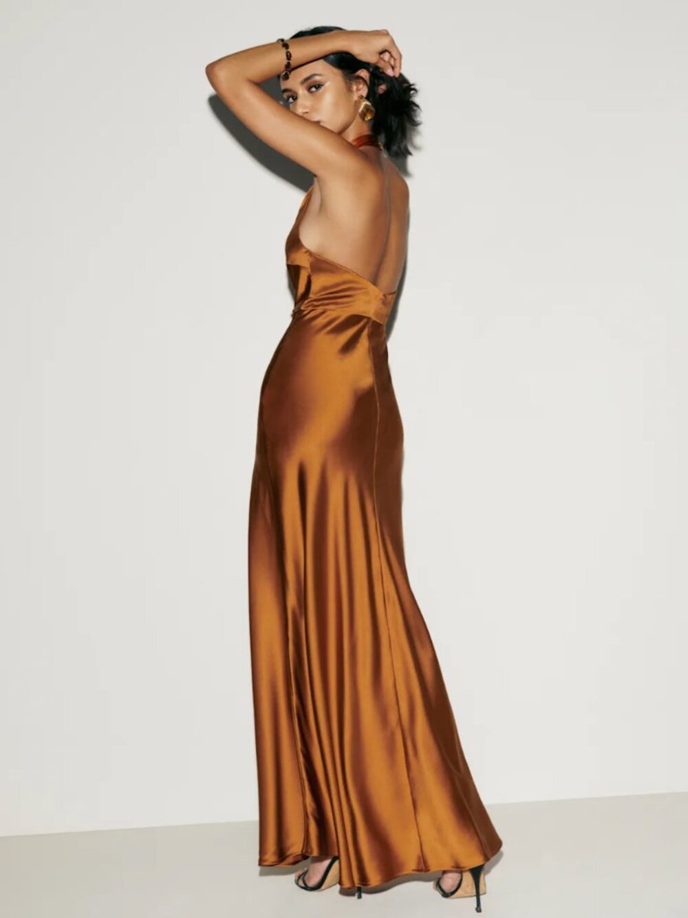 Reformation Daniela Silk Dress - Core - Copper/bronze Size 2 XS - Picture 2 of 9